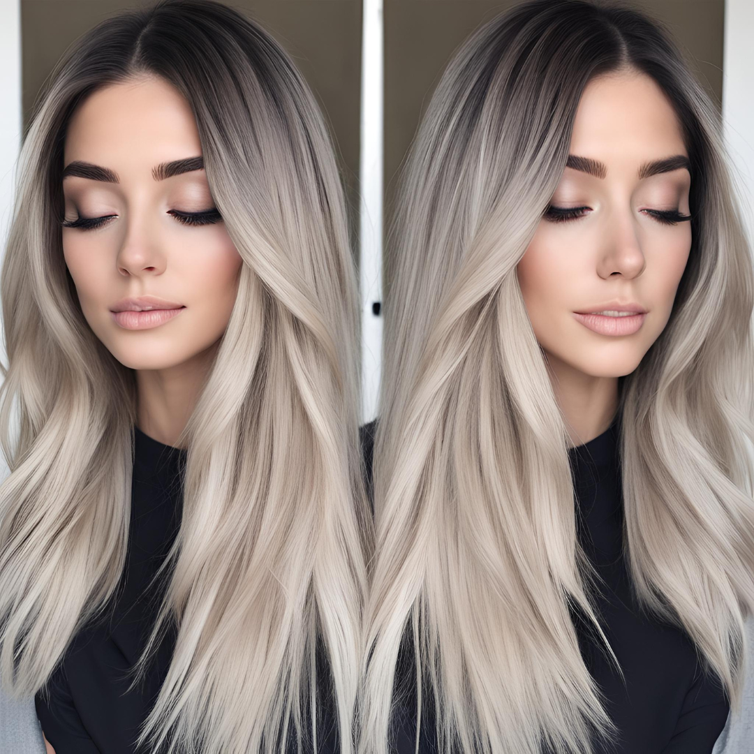 NuHaire 13x6 Water Wave Ash Grey Ombre Lace Front Wig