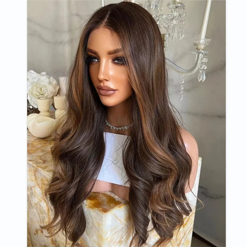 Kosher Brown Balayage Full Lace Body Wave Human Hair Wig