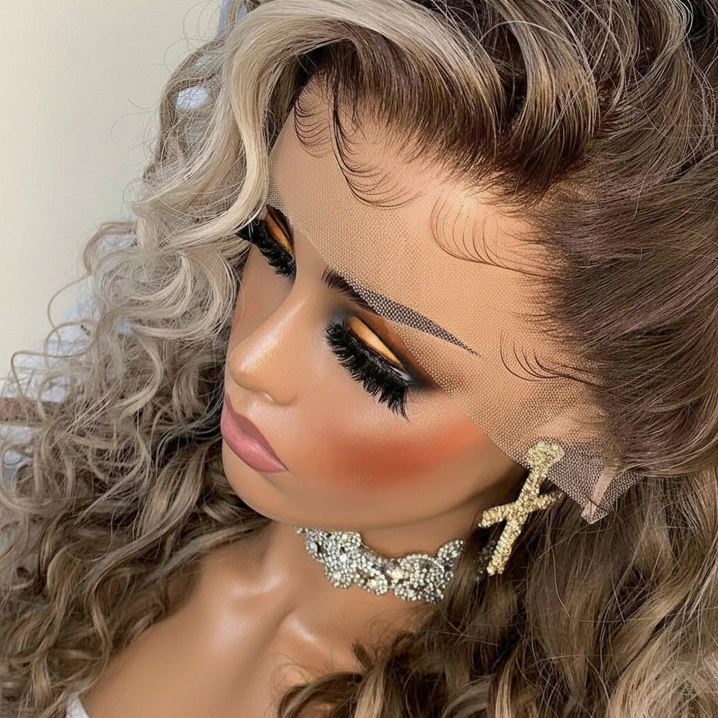 13x6 transparent lace front detail showing pre-plucked hairline and undetectable lace construction