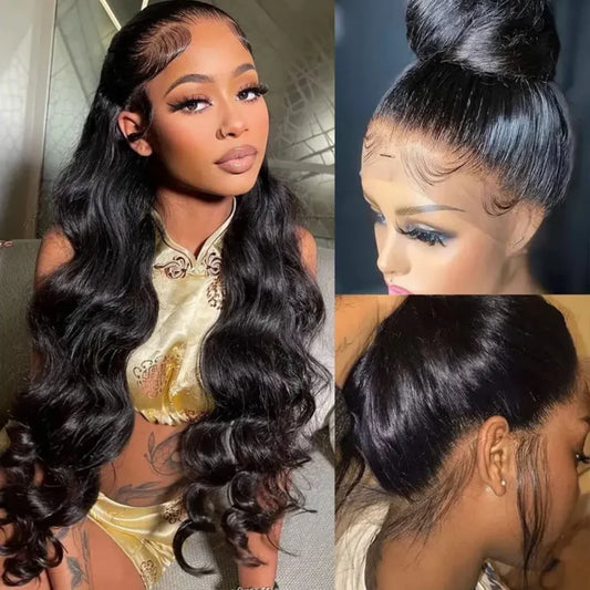 Body Wave Glueless 360 Invisi-String Wig showing updo hairstyling versatility and secure fit