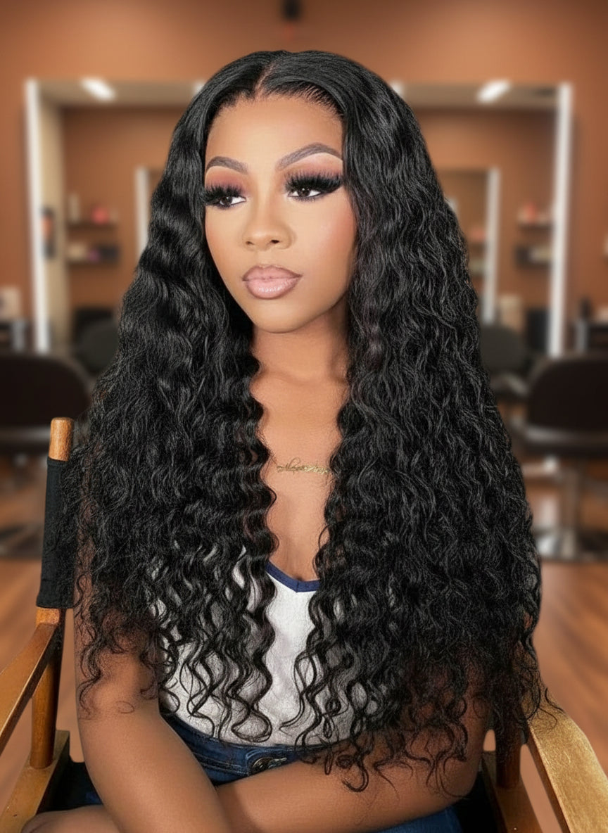 Loose deep wave glueless wig showcasing luxurious texture and natural movement