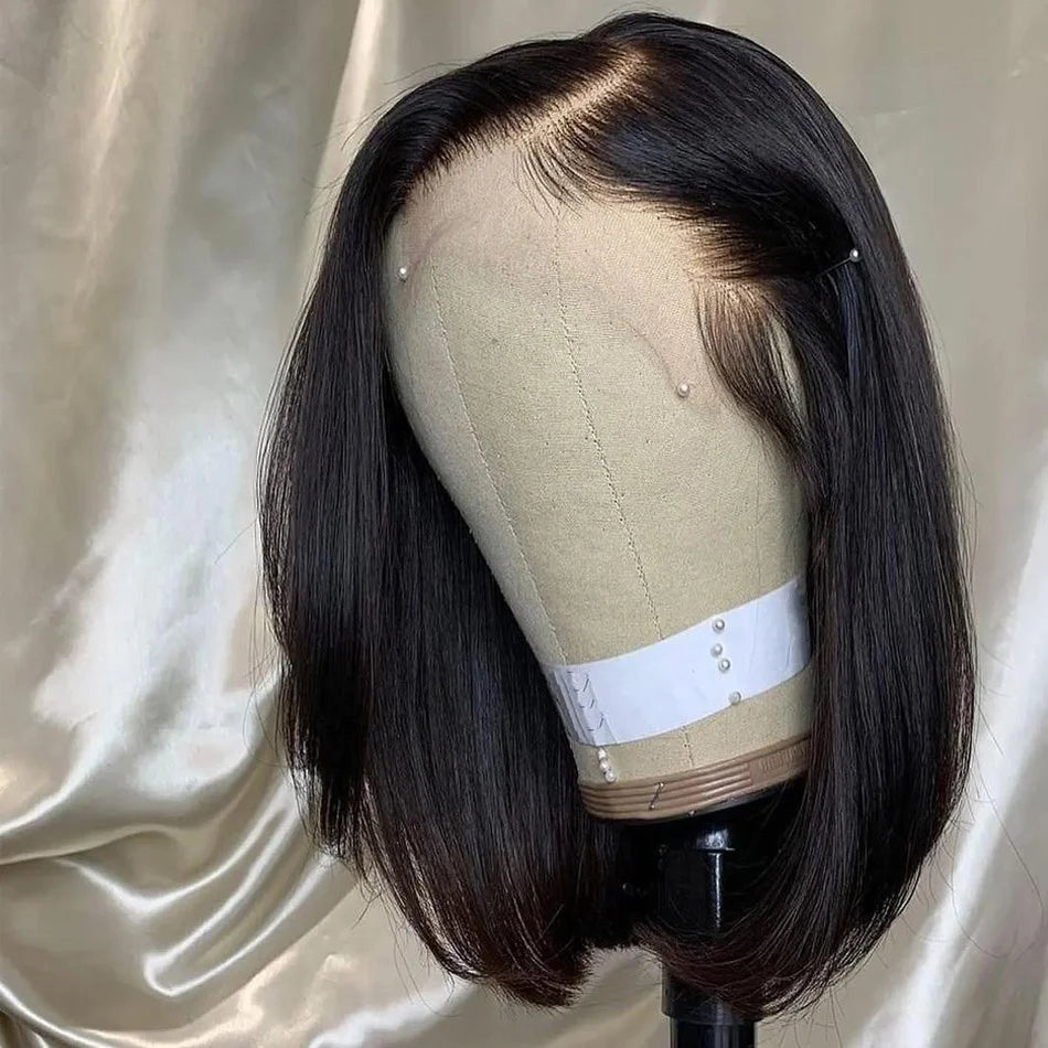 13x4 Sleek Straight Bob Transparent Lace Wig on mannequin head alternative angle showing bob shape and movement