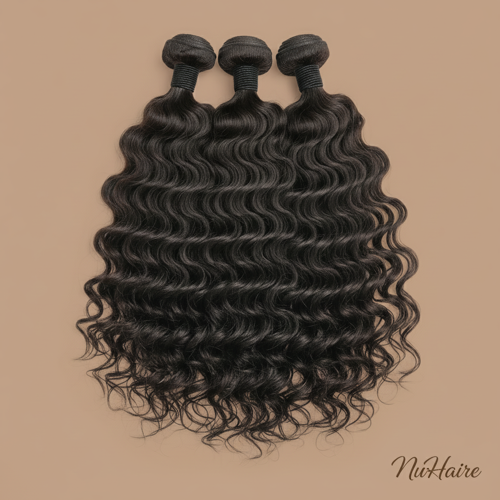 NuHaire's Loose Wave | 1 Piece Human Hair Bundle features a natural black color and premium human hair quality. It is available in Brazilian and Indian hair textures, providing full volume from root to tip with natural waves.