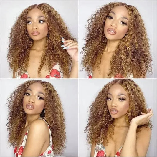 Honey Blonde Deep Wave Lace Frontal Wigs