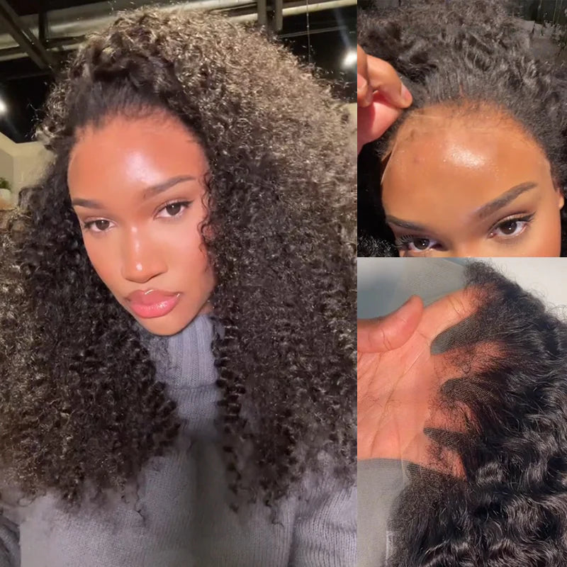 4C HAIRLINE Kinky Curly Lace Front Human Hair Wig