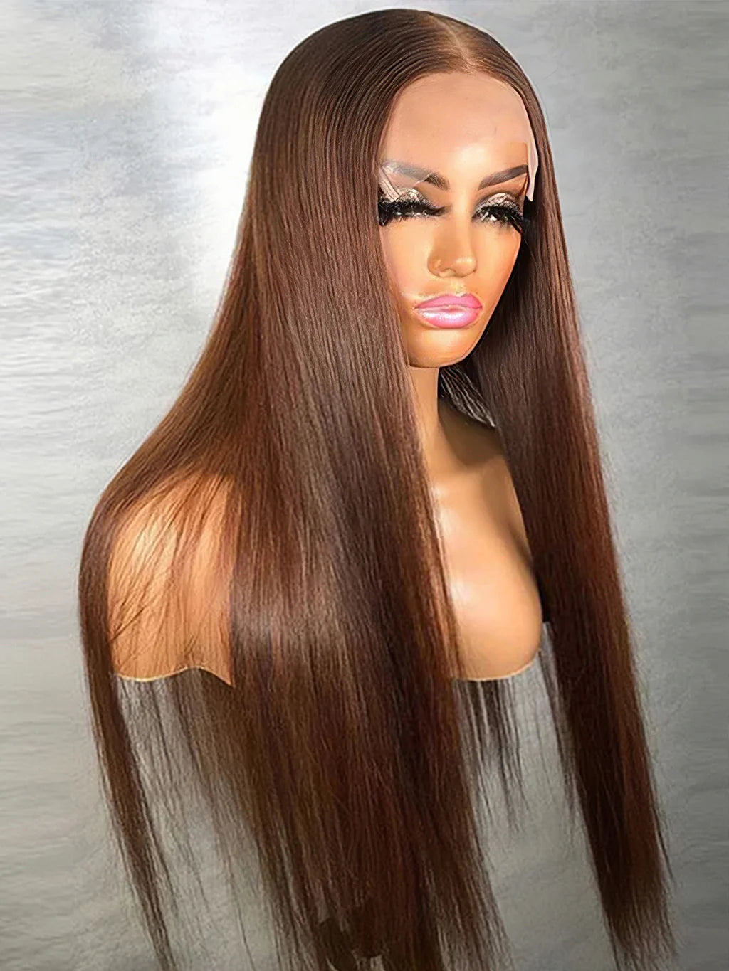 250% Density Chocolate Brown Straight Lace Front Human Hair Wig