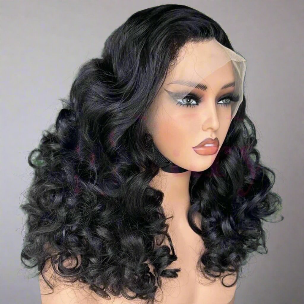 Thick 250 Density Bouncy Egg Curls Lace Front Human Hair Wig