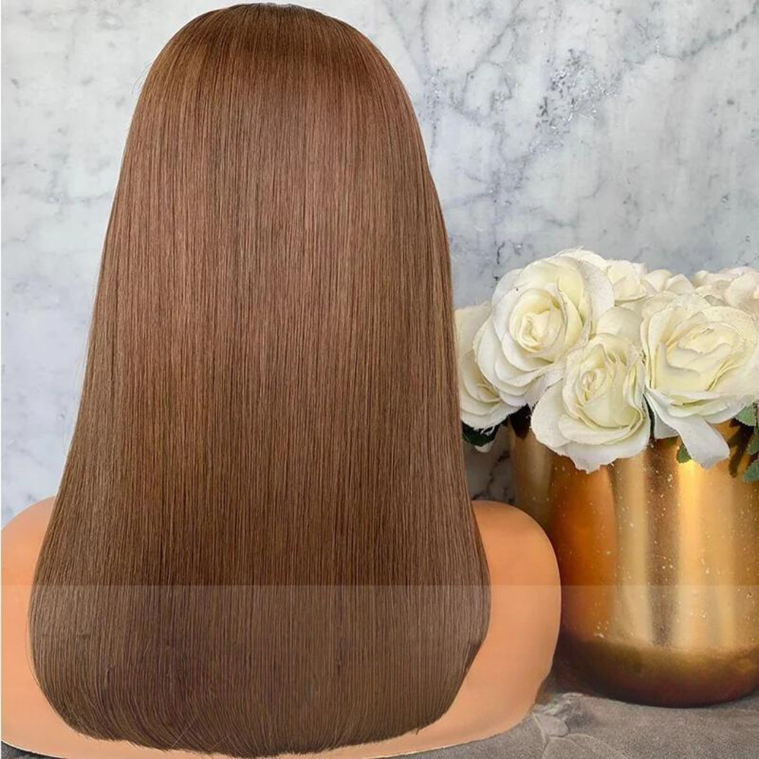 Caramel Brown Straight 13x4 Lace Front Human Hair Bob Wig