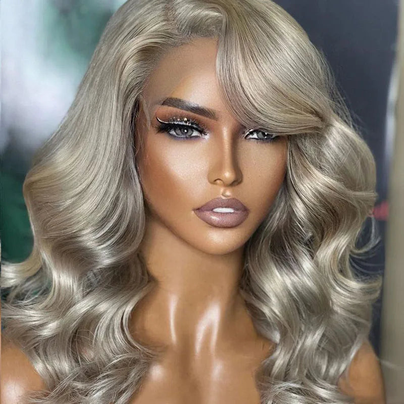 Platinum Grey Blonde 13x4 Body Wave Lace Front Human Hair Wig