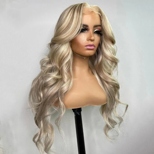 Ash Honey Brown Highlight 13x4 Lace Front Loose Wave Wig