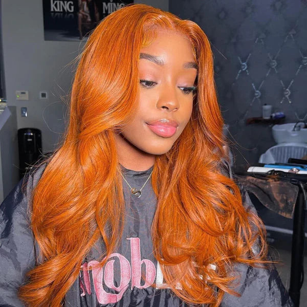 Ginger Orange Body Wave Lace Front Human Hair Wig