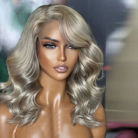 Platinum Grey Blonde 13x4 Body Wave Lace Front Human Hair Wig