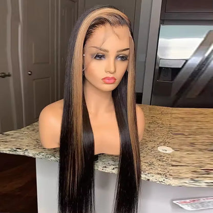 Honey blonde highlight 13x6 wig from alternate angle showcasing natural dimension, HD Lace, and polished sophistication