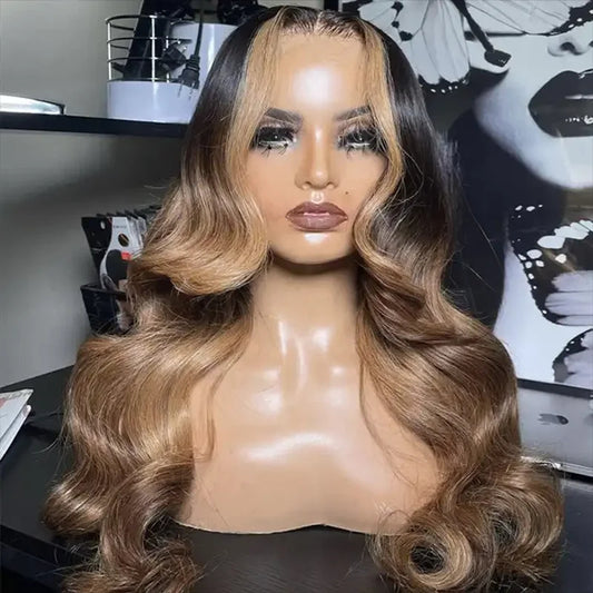 Face Framing 4/27 Honey Blonde Highlight 13x4 Body Wave Lace Front Wig