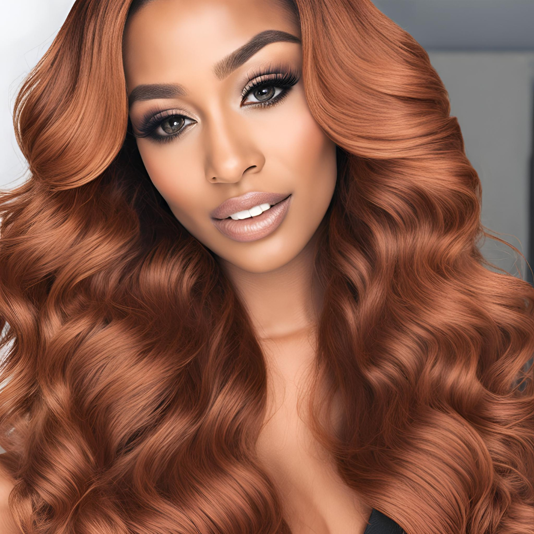 #33 Dark Auburn Body Wave Human Hair Wig with HD Lace