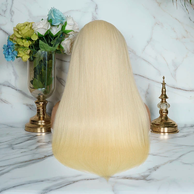 12A Grade Straight #60 White Blonde 13x6 Lace Front European Human Hair Wig