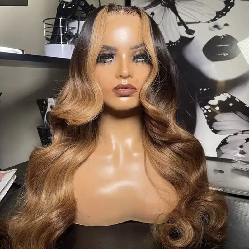 Face Framing 4/27 Honey Blonde Highlight 13x4 Body Wave Lace Front Wig