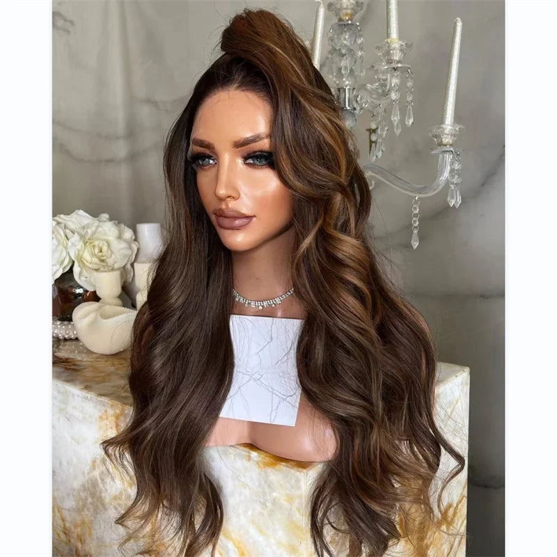 Kosher Brown Balayage Full Lace Body Wave Human Hair Wig