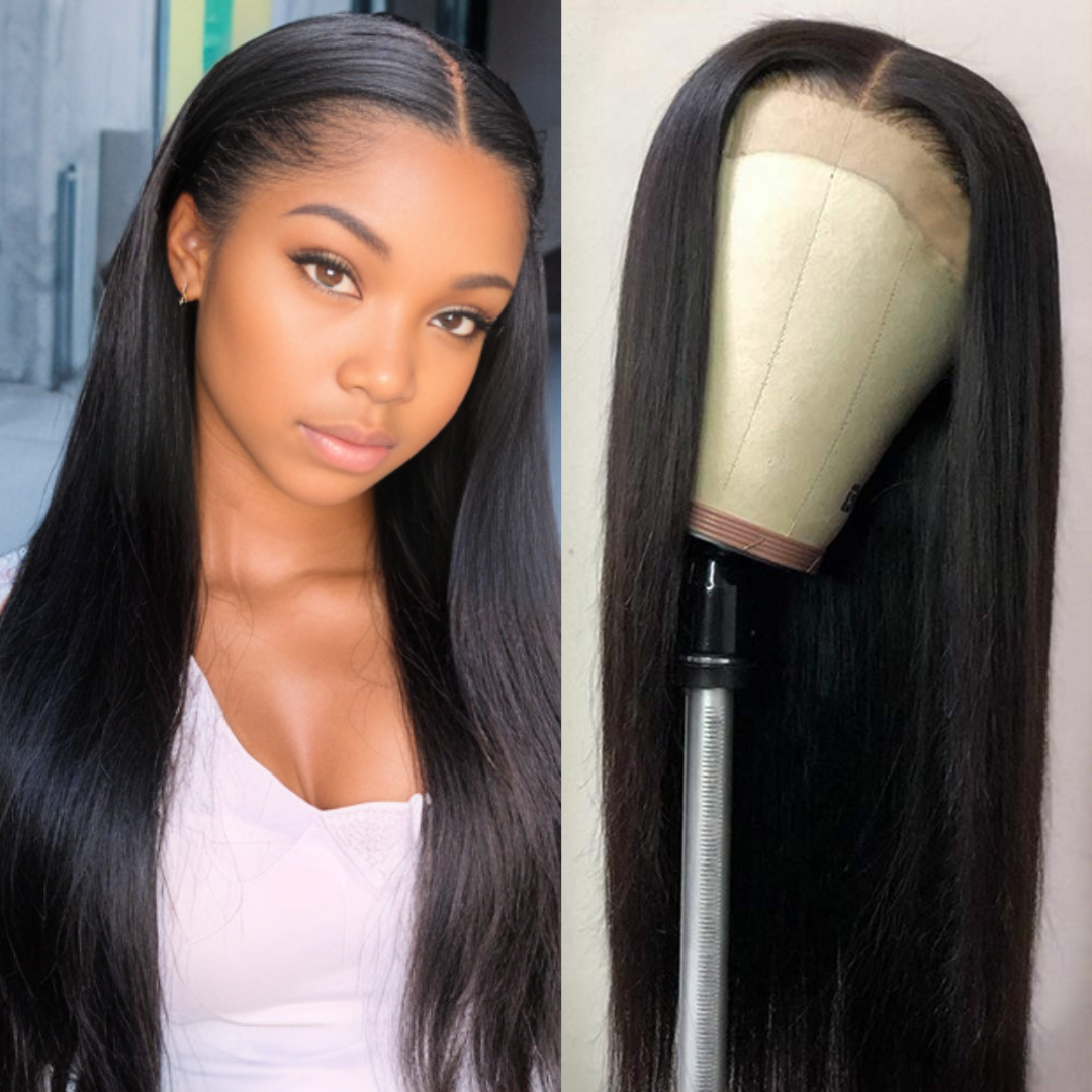 Straight 4x4 HD/Transparent Lace Closure Human Hair Wig