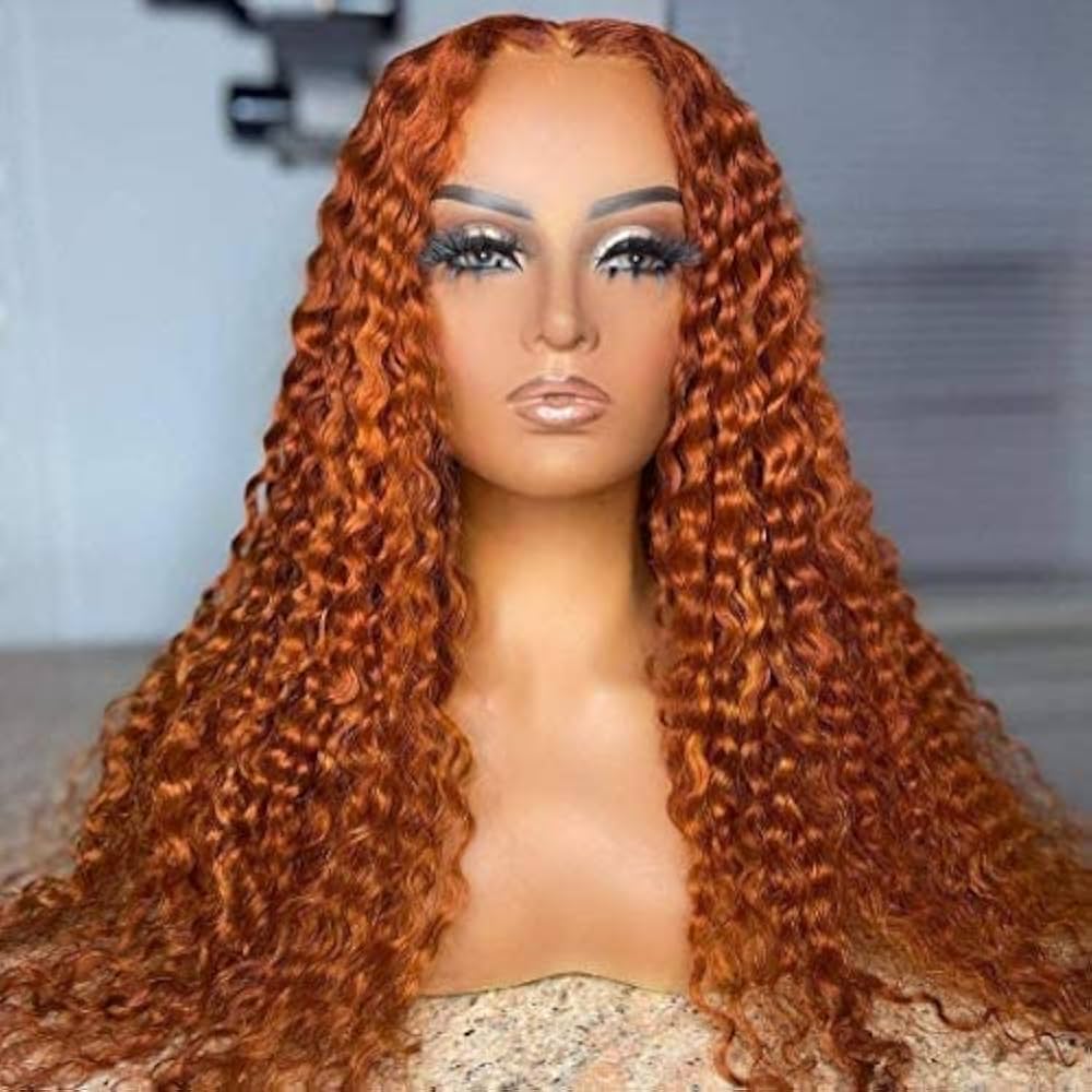 #350 Ginger Deep Wave Transparent Lace Front Human Hair Wig