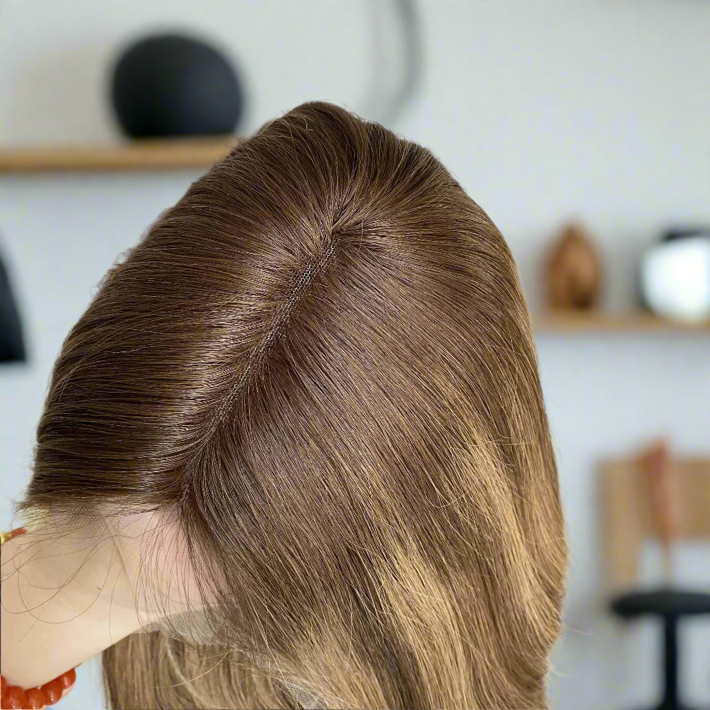 Close up of 9x5 glueless mono lace , realistic scalp