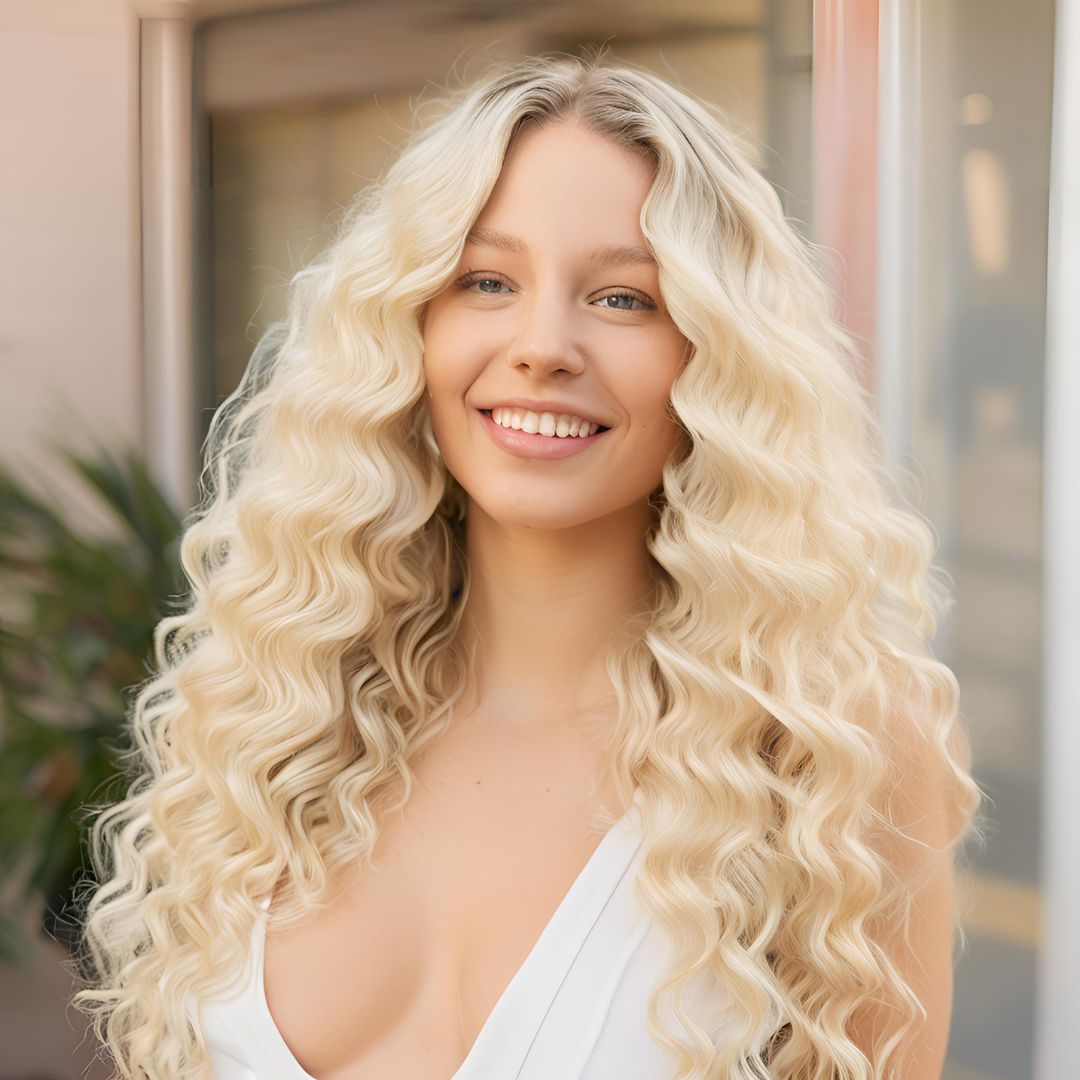 613 Blonde Deep Wave Lace Front Human Hair Wig