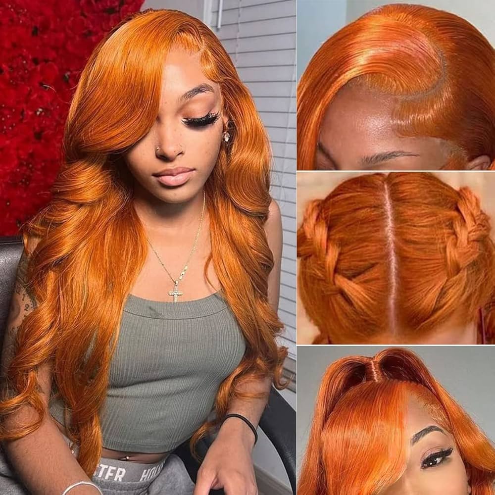 Ginger Orange Body Wave Lace Front Human Hair Wig