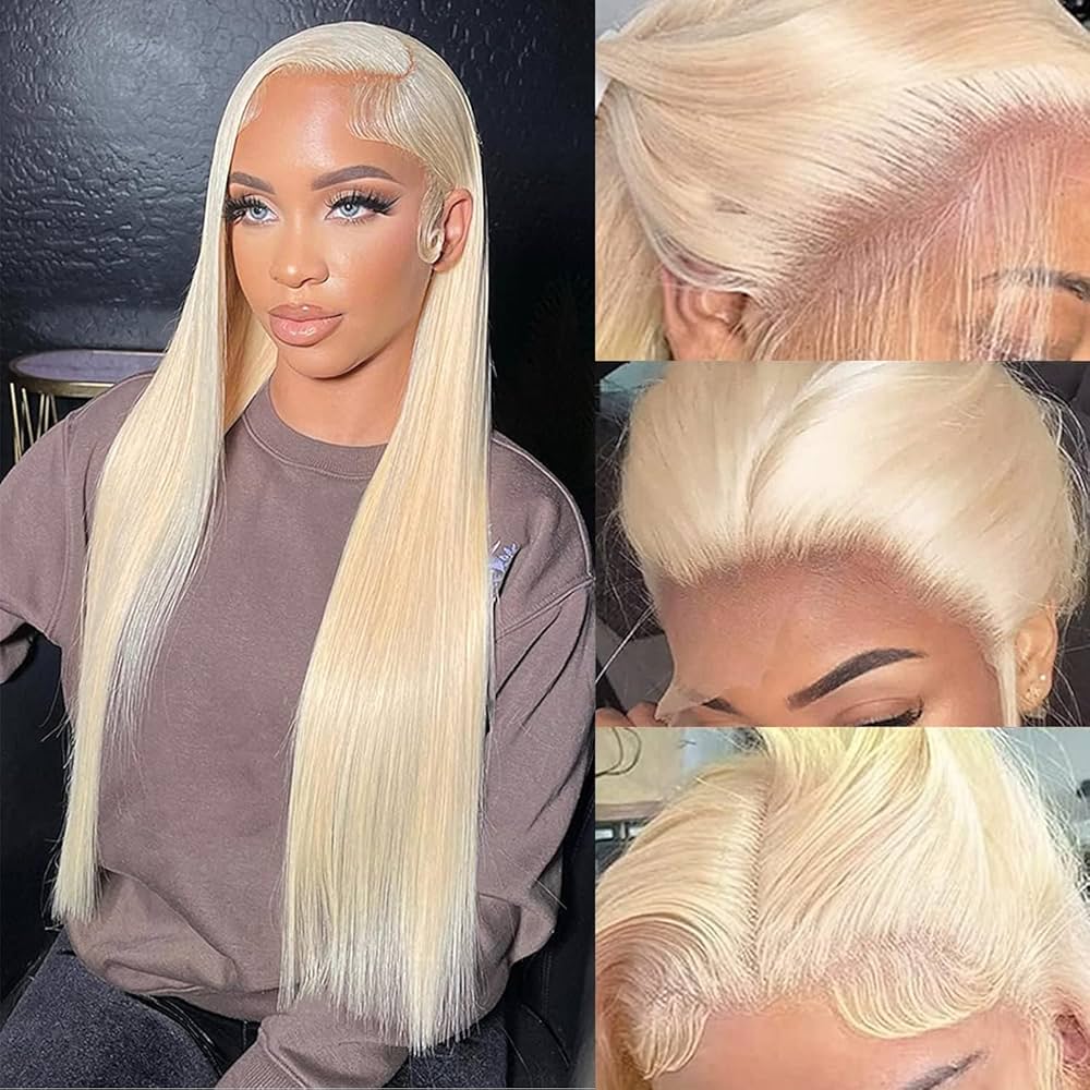 #613 Blonde Straight Lace Frontal Wigs - 100% Human Hair