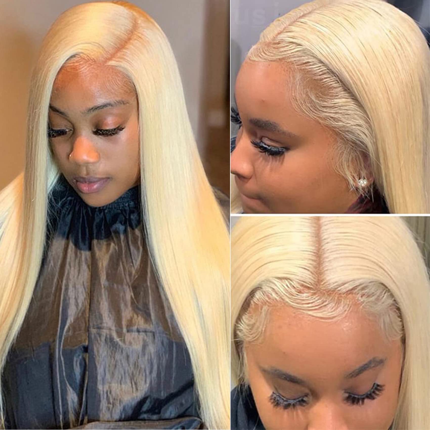 #613 Blonde Straight Lace Frontal Wigs - 100% Human Hair