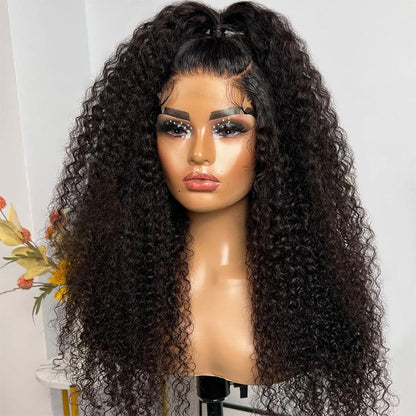 Kinky curly wig styled in ponytail showing versatility and curl definition