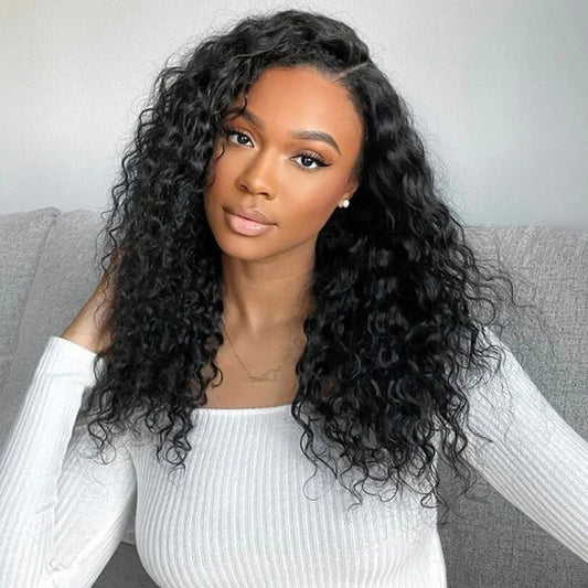 Short length water wave wig showcasing versatile length, styling and natural wave texture
