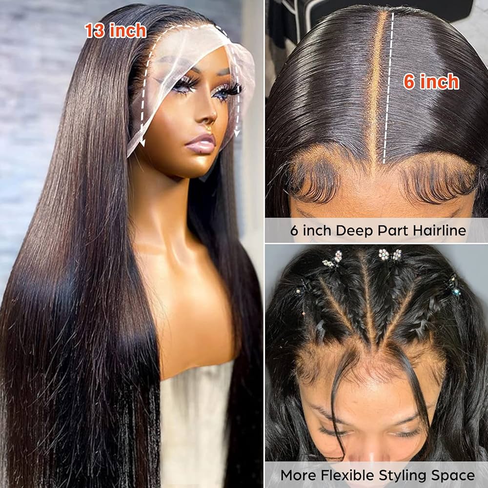 Double Drawn Silky Straight 13x6 HD/Transparent Lace Front Human Hair Wig