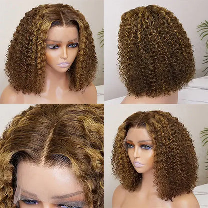 P4/30 Auburn Highlight Curly Lace Front Bob Wig