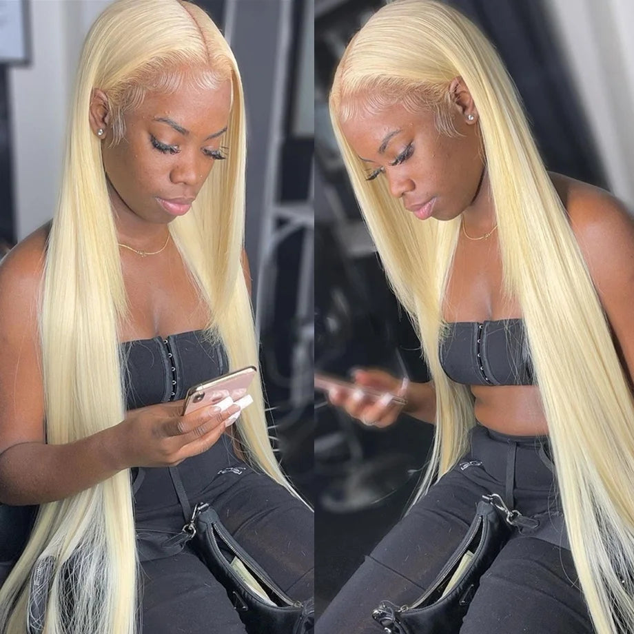 #613 Blonde Straight Lace Frontal Wigs - 100% Human Hair