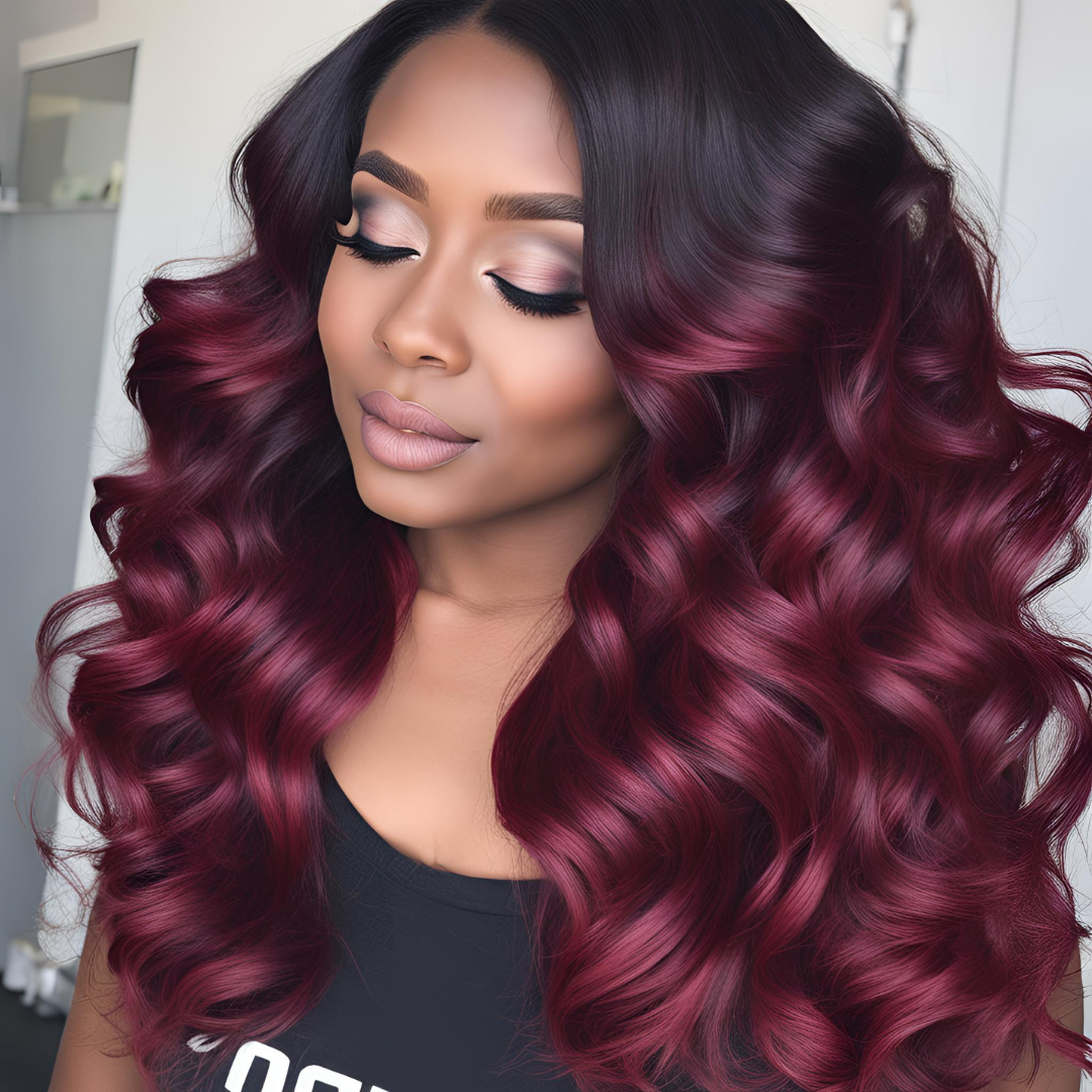 1B/99J Ombre Burgundy Body Wave Lace Front Wig