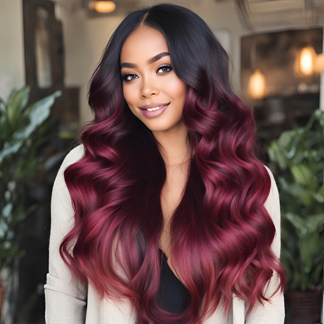 1B/99J Ombre Burgundy Body Wave Lace Front Wig