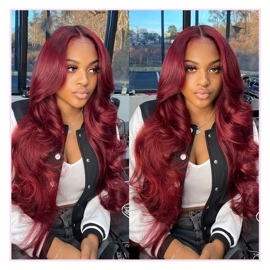 99J Burgundy Lace Front Body Wave Human Hair Wig