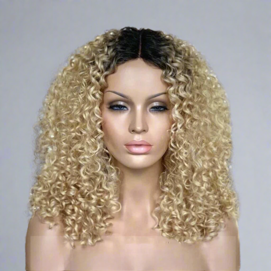 1b/613 Curly Lace front European Human Hair wig