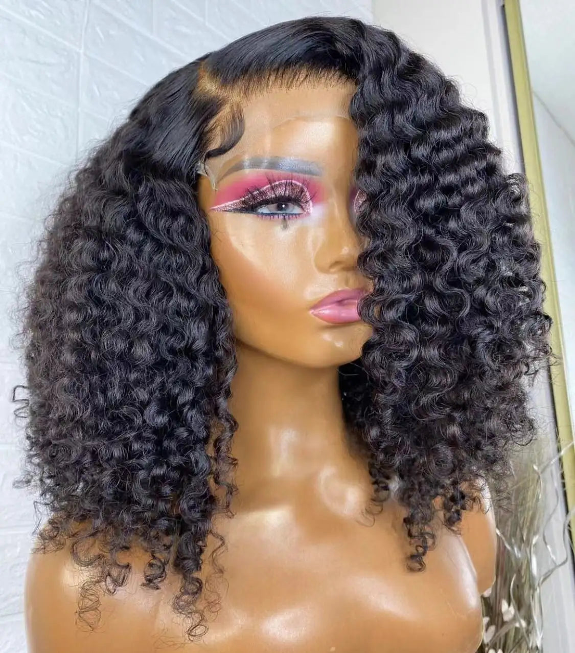 Pineapple Curly Human Hair Lace Front Bob Wig