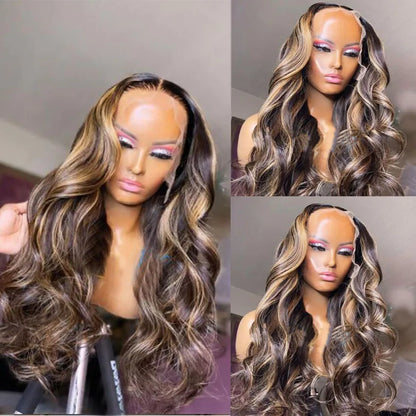 Honey Blonde Highlight 13x6 Lace Front Wig on mannequin demonstrating maximum parting capability and ultra-realistic scalp
