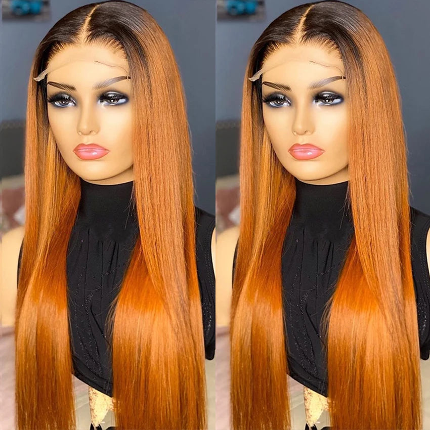 1b/350 Ombre Lace Front Straight Human Hair Wigs