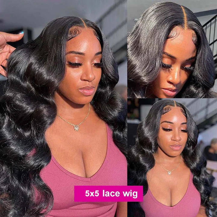 16-26" Glueless HD 4x4/5x5 Lace Closure Body Wave Human Hair Wig