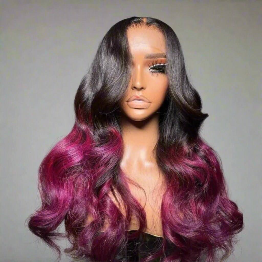 26" Purple Ombre Lace Front Body Wave Wig