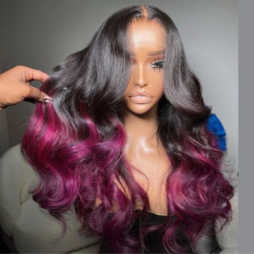 26" Purple Ombre Lace Front Body Wave Wig