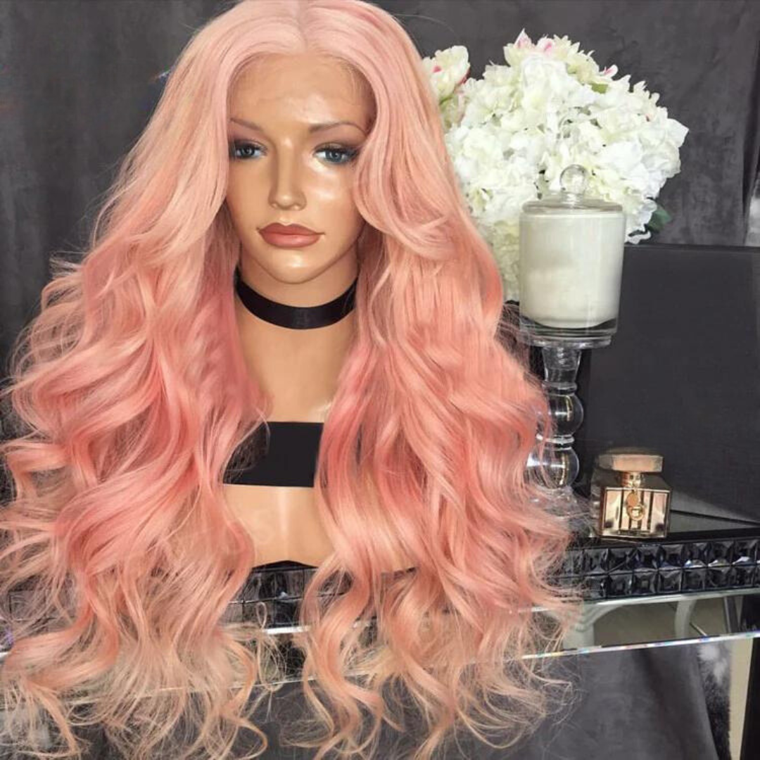 Pink Loose Wave Malaysian Human Hair Lace Front Wig