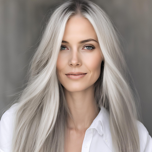 Short Grey Ash Blonde Dark Root 13x6 Lace Front Human Hair Wig