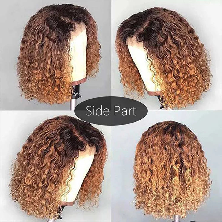 1B/30 Ombre Curly Lace Front Bob Human Hair Wig