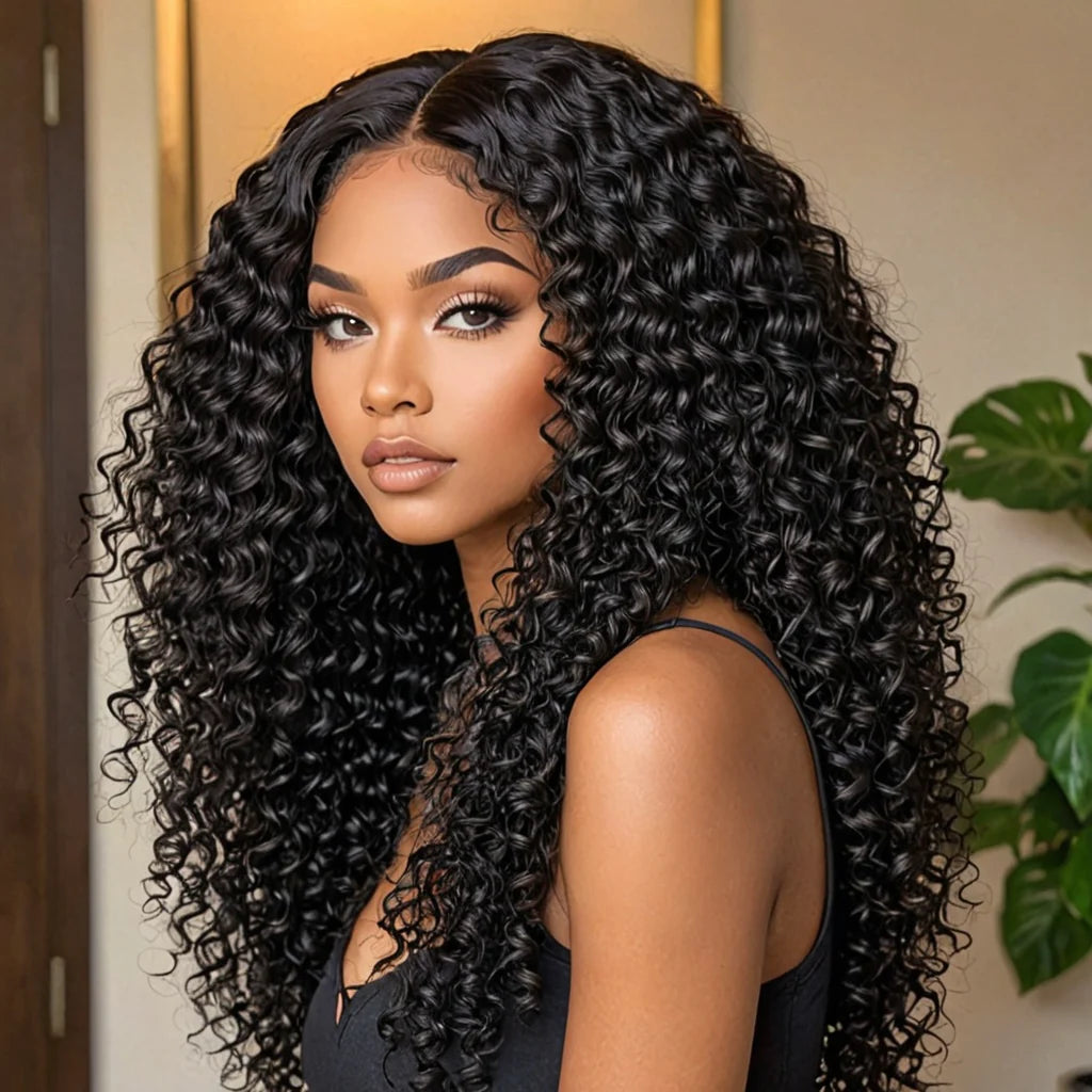 250% Density 13x6 HD Lace Front Kinky Curly Human Hair Wig