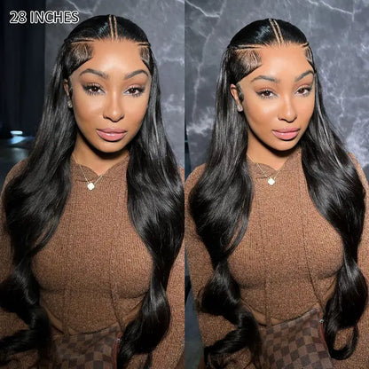 Body Wave Glueless 360 HD Lace Wig showcasing half up half down styling versatility