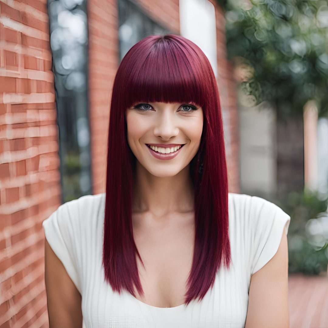 Wear and Go Burgundy Straight Bob With Bangs